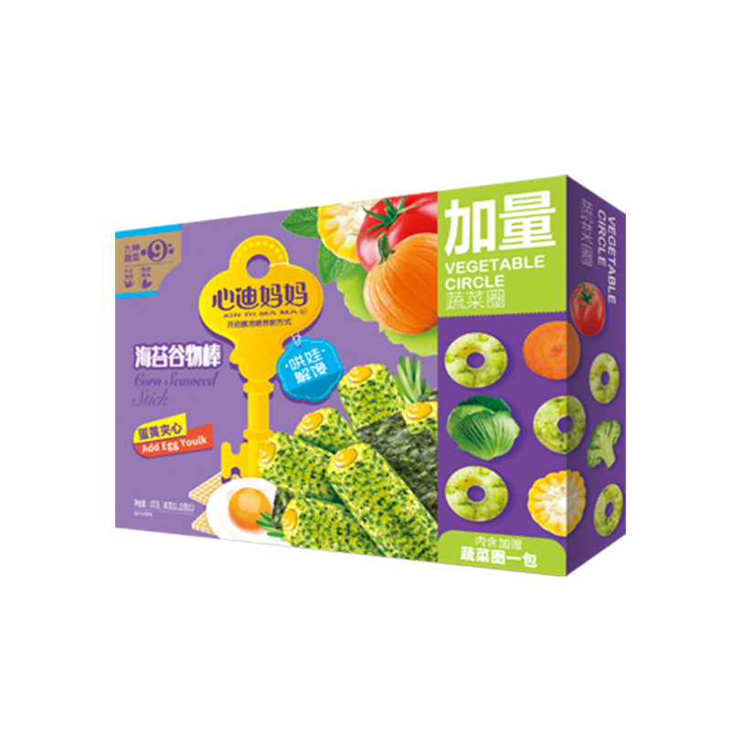 心迪妈妈海苔谷物棒儿童磨牙棒饼干夹心饼干儿童营养零食送谷物圈