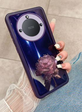 紫色玫瑰荣耀x40手机壳x30自带镜头膜x40i外壳荣耀30透明个性高级感x20s小清新女款9xpro镜头全包防摔保护套