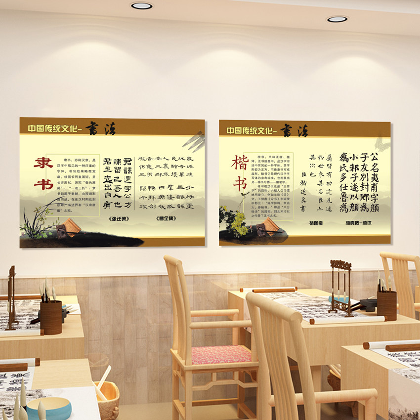 四大楷书书法家简介辅导班装饰文化墙贴布置培训班墙壁贴中国书法系列