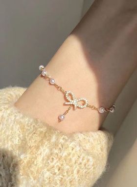 少女心蝴蝶结手链韩国甜美简约百搭小众设计手饰学生闺蜜ins