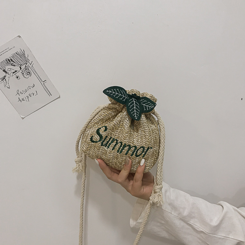 草编水桶小包包女包2022新款夏季小清新洋气手拿包编织单肩