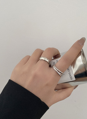 小众设计简约双层交叉套戒女ins潮网红时尚个性可调节食指戒指环