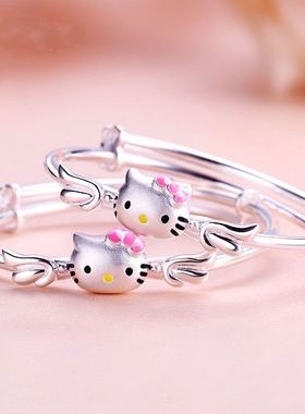 kitty猫手镯天使凯蒂猫高颜值学生手环实心推拉生日