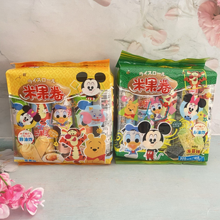 迪士尼亚吉藤家蛋黄/海苔海藻味米果卷140g非油炸下午茶休闲零食