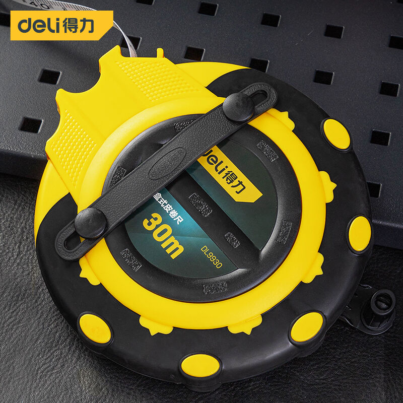 得力(deli)30米3倍速纤维尺操场盒式皮卷尺软尺伸缩尺工程30mx12.