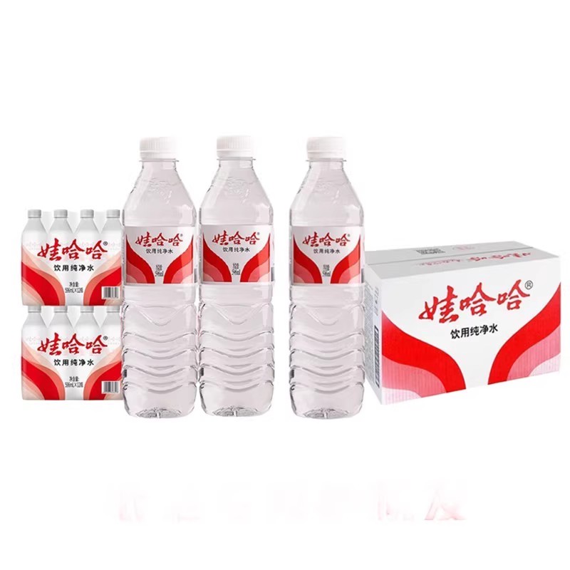 娃哈哈饮用纯净水 596ml*24瓶纸箱塑膜 家庭办公车载家用饮用水
