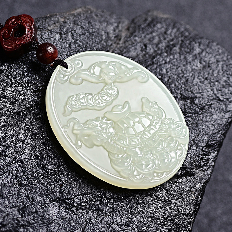 天然和田玉吊坠龙龟招财进宝玉佩男女款转运玉石挂件项链挂坠