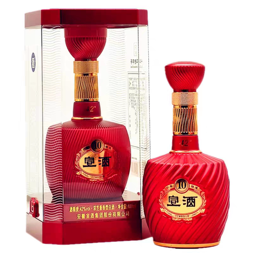 安徽白酒宣酒10年绵柔型42度480ml1瓶 新版宣10 年货送礼酒水