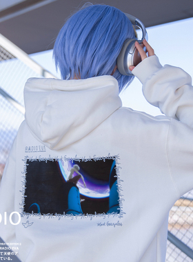 【新品】RADIO EVA官网男女同款联名修身秋冬印花logo潮连帽卫衣