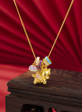 法国coss kokos925银梦幻独角兽项链女童趣时尚珐琅小飞马吊坠