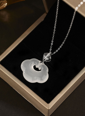 法国Coss KoKo银城原创设计S925银皇冠如意锁项链女国潮双面可戴