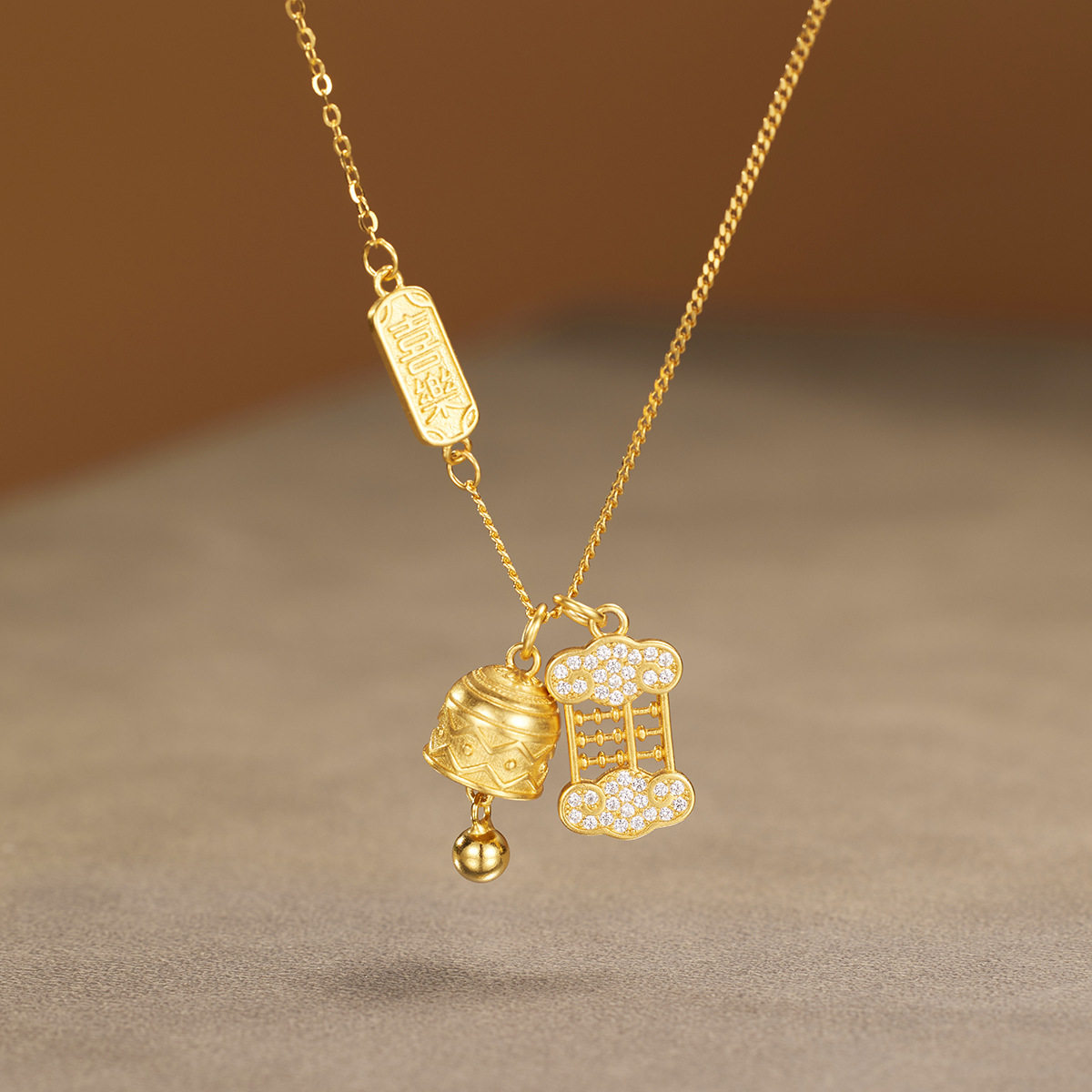 法国coss kokos925银算盘铃铛项链女平安喜乐风铃算盘配饰国潮