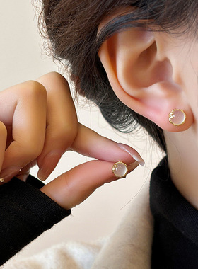 法国coss koko新中式白玉髓耳钉女小众设计高级感港风小巧耳环送
