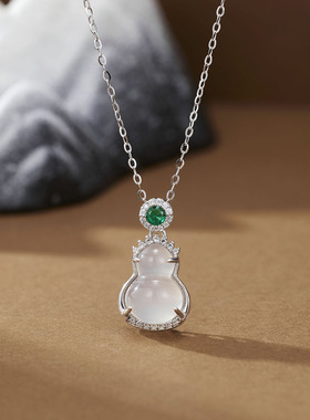 法国coss kokos925银玉髓葫芦福禄项链女新中式宫廷风玉石吊坠