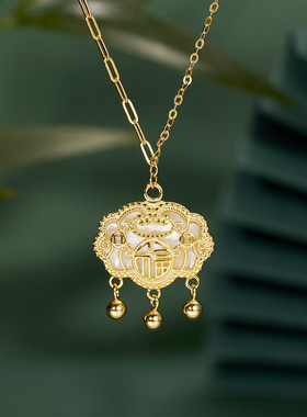 法国coss koko银城s925银福气平安锁项链女新中式宫廷风贝母