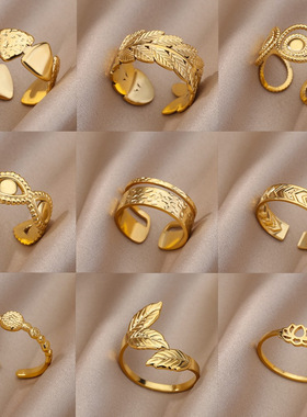 法国coss kokoins风新款不锈铸造戒指男女情侣指环18k 开口可