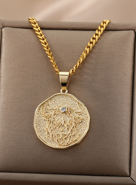 法国coss koko欧美新款十二星座吊坠简约气质12星座项链男女18k