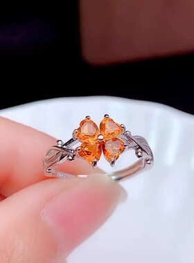 法国coss koko新款荆棘四片叶草戒指女时尚轻奢可调节黄水晶食指