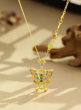 法国coss kokos925银幻彩蝴蝶项链女新中式宫廷风国潮高级感蝴蝶