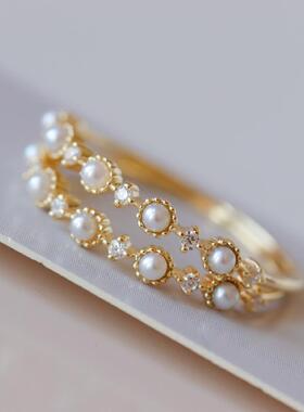 法国Coss KoKo【小星空】镶嵌防淡水珍珠戒指女ins日式轻奢细指环