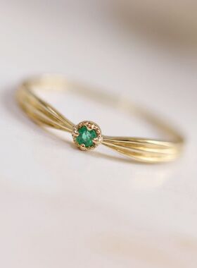 法国Coss KoKo绿岛日系镶嵌防祖母绿锆石戒指女小众设计气质百搭