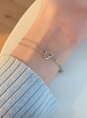 法国coss koko爱心双层手链小众设计女生拼接手夏冷淡风简约高级