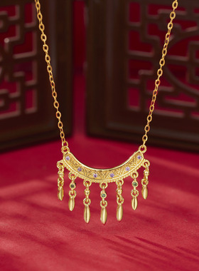 法国coss kokos925银新中式色弯月流苏项链女异域风情复古精致