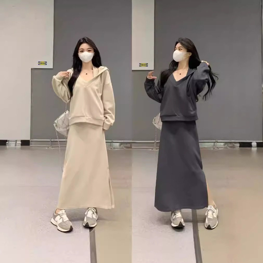 法国cherrykoko盐甜系穿搭时尚卫衣套装长裙女春秋休闲显瘦