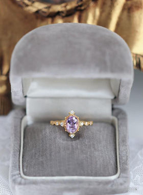 法国coss koko轻奢风格公主的指环女 紫水晶镀镶嵌戒指 简约百搭