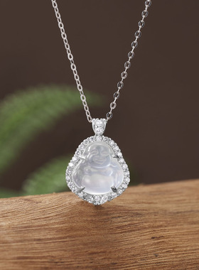 法国coss kokos925银高冰玉髓弥勒佛项链女国潮佛公吊坠锁骨链新