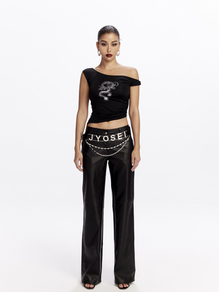 JYOSEI角色原创pu皮黑色中低腰直筒皮裤女夏欧美性感辣妹休闲长裤,女装/女士精品,休闲裤,淘宝优惠券,粉丝福利购,淘宝优惠卷