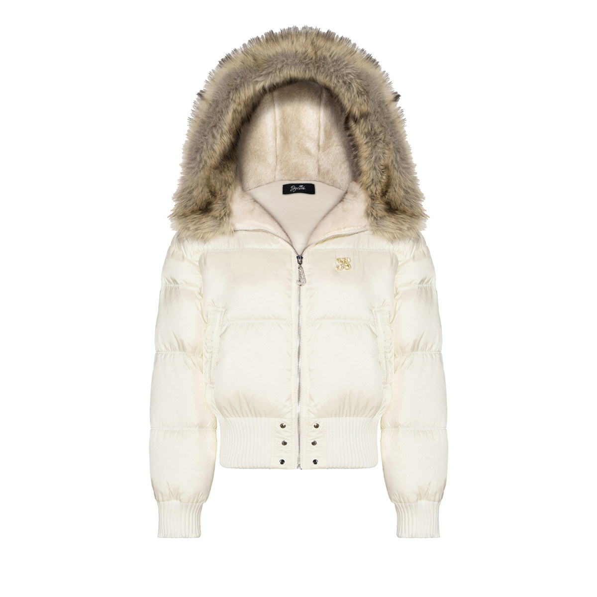 thumbnail for JYOSEI character original 85 white duck down off-white brown down jacket women's winter millennium retro short waist jacket