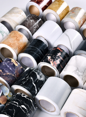 大理石纹自粘墙纸踢脚线腰线客厅门框窗台包边贴纸波导线防水贴纸