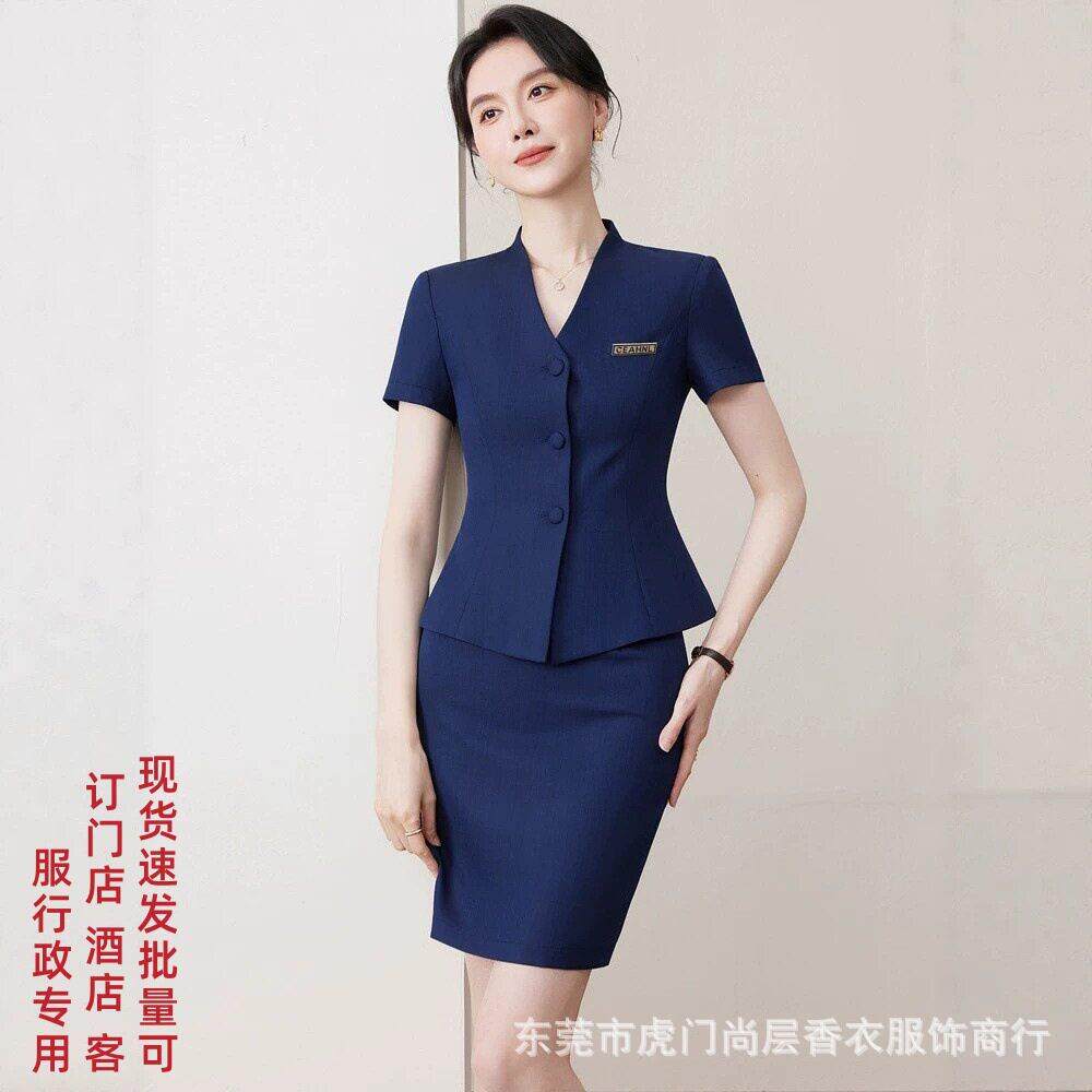 时尚气质轻职场职业西装套装女夏装新款气质小个子收腰短款OL西服