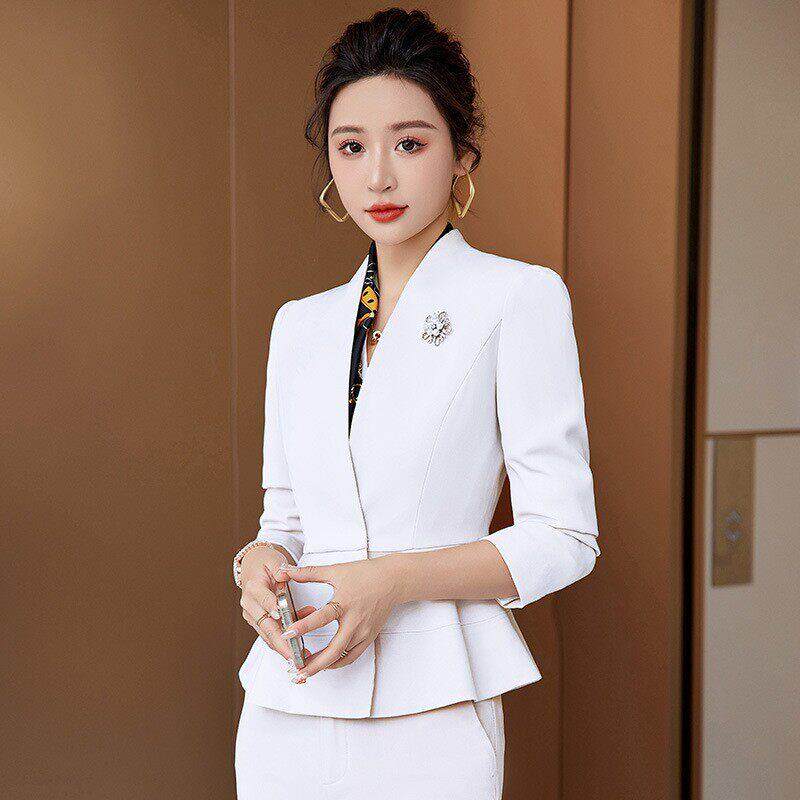 出口外贸日韩女装酒店服小西装主持人秋冬职业装长袖西服套装