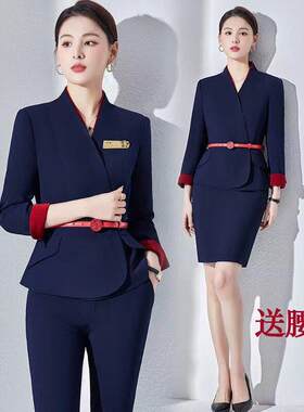 职业西装套装女航空空姐制服气质客服酒店前台医美容院服套裙