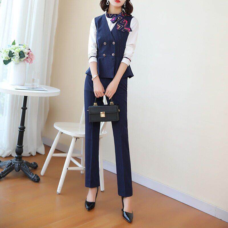 马甲背心职业装女士套装KTV酒店前台服务员面试正装新款服