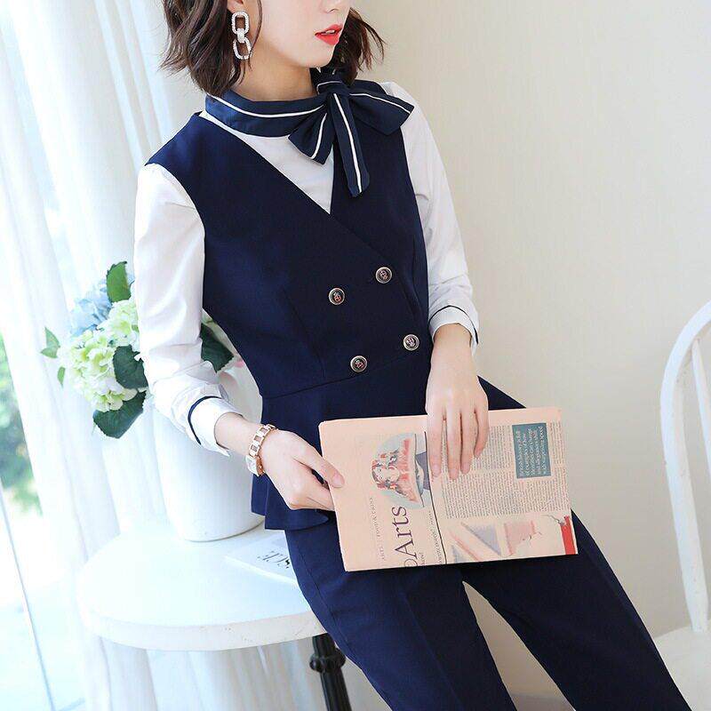 马甲背心职业装女士套装KTV酒店前台服务员面试正装新款服