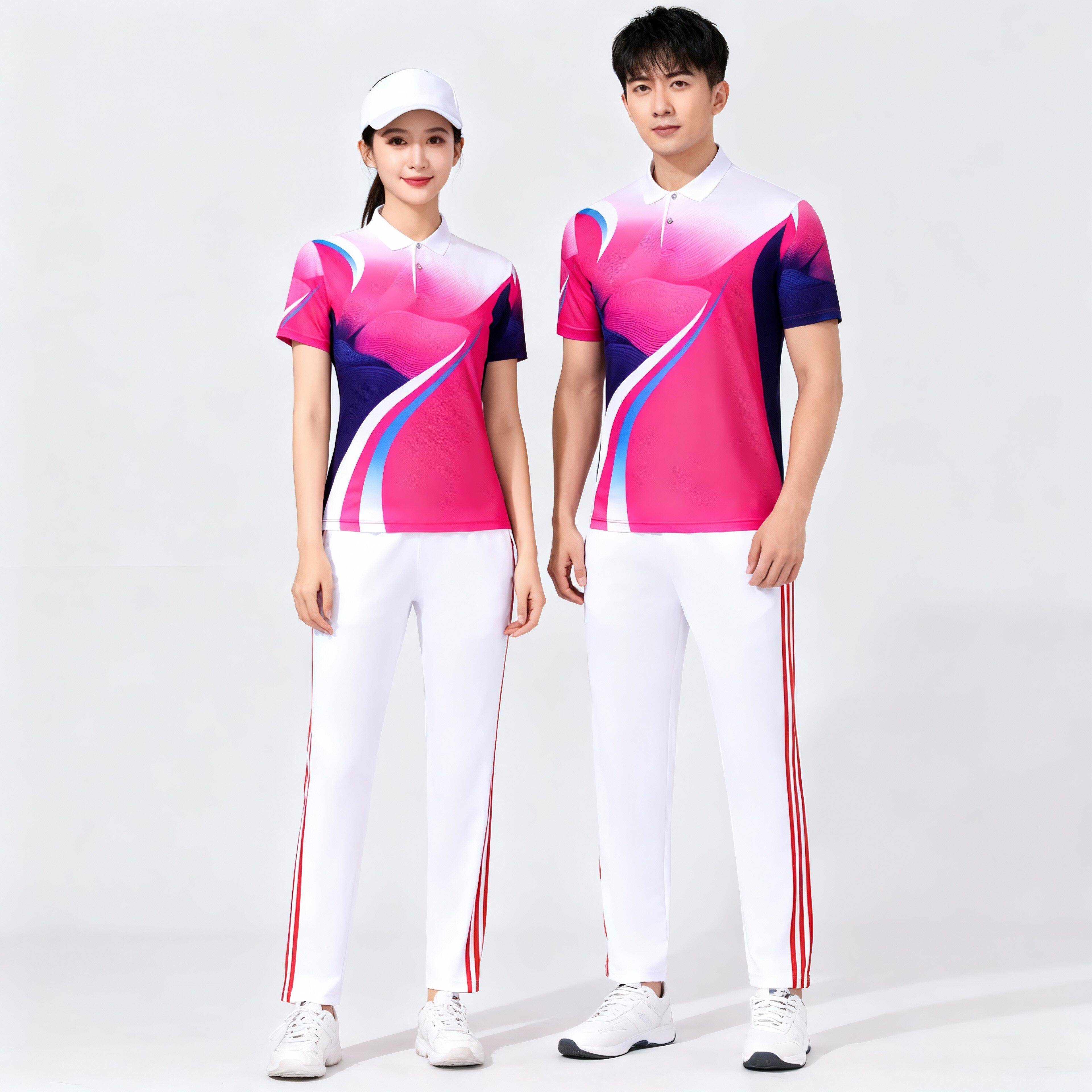 新款健步走短袖运动服套装夏季T恤梦之队健身操广场舞演出服团购图片