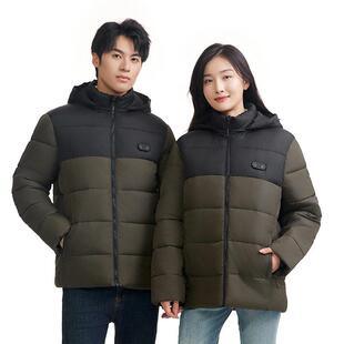 跨境智能加热服USB恒温15区电热发热棉服棉衣DC保暖拼色厂家直销