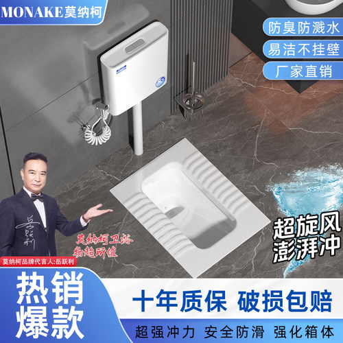 家用陶瓷蹲便器冲水箱防臭厕所
