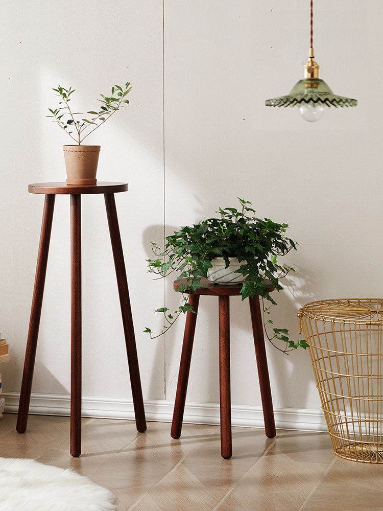 榉木轻奢盆栽摆件架子花盆花架阳台室内实木客厅落地式吊兰置物架