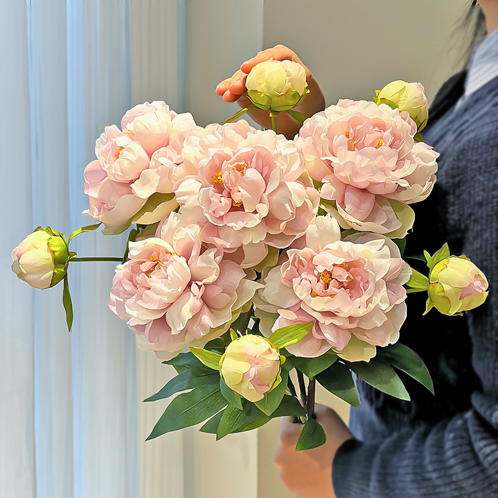 高品质芍药仿真花客厅装饰摆设