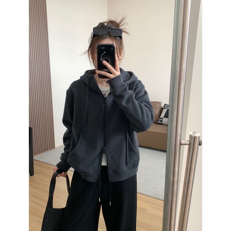 JMHHLL加绒双拉链卫衣外套