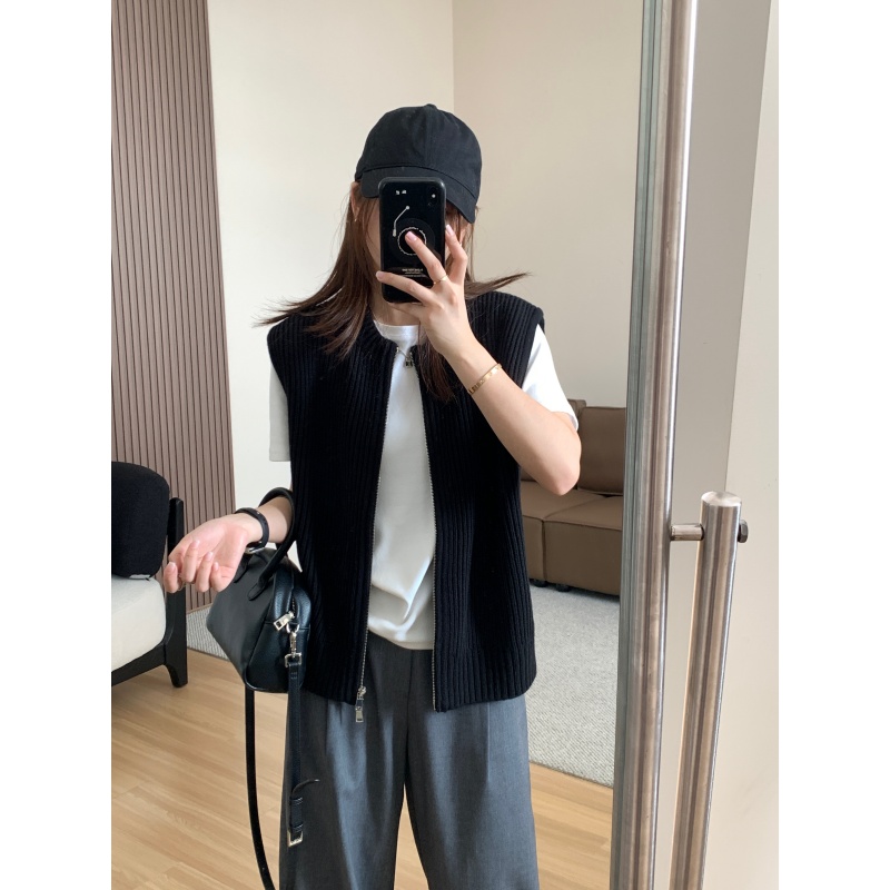 JMHHLL自制双拉链羊毛背心开衫