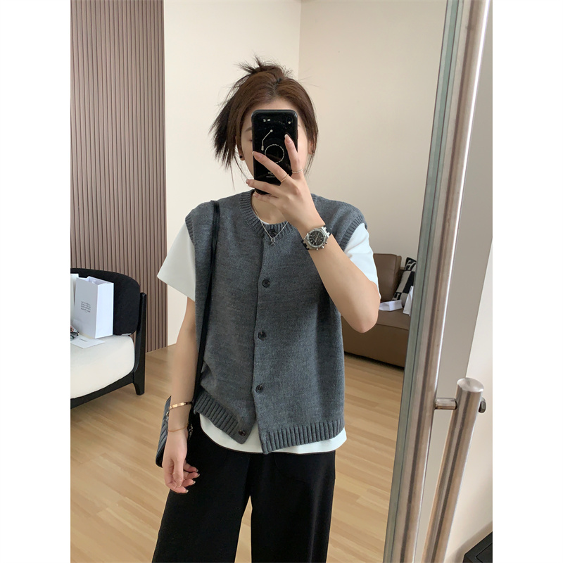 春季叠穿羊毛马甲针织开衫