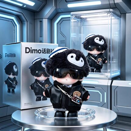 DIMOO秘密话剧社系列搪胶毛绒公仔盲盒挂件衣服帅酷夹克眼镜套装