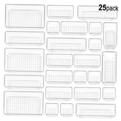 25pcs Plastic storage box set Cubes Drawer Organizer Makeup