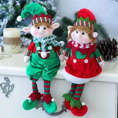 Christmas Decora tionRed and green fabric Plush Leg Elf Doll