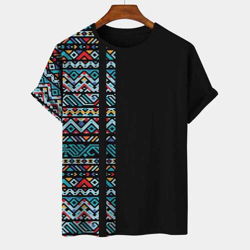 Vintage Striped Men's T-shirts Summer Short Sleeve Shirt